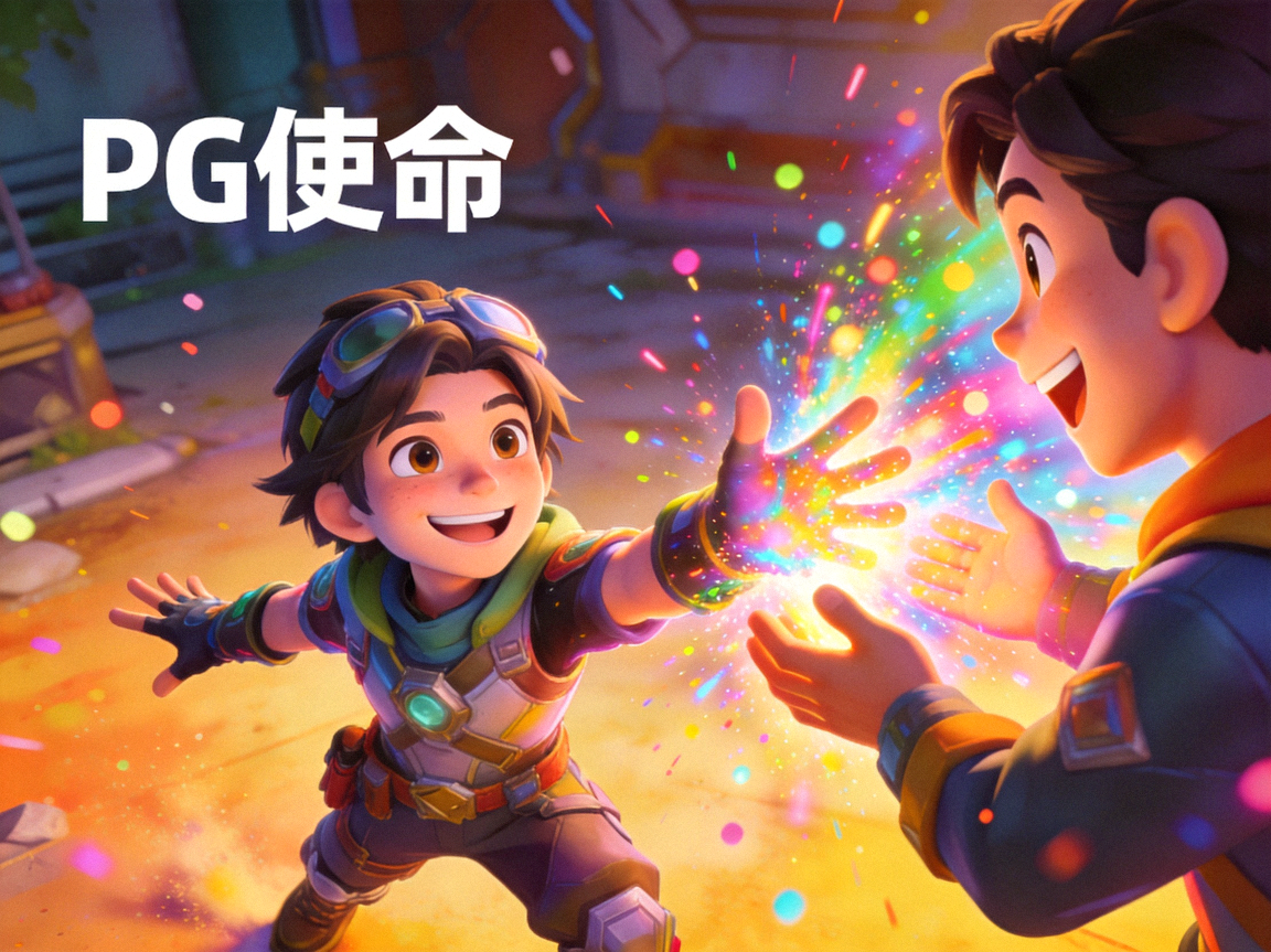 PG使命的视觉化呈现，游戏角色将快乐传递给玩家