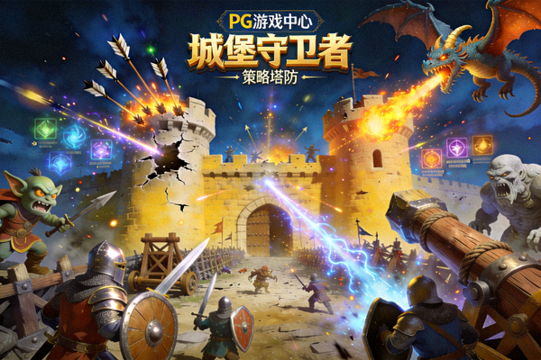 PG游戏中心策略塔防游戏《城堡守卫者》的激烈战斗场景画面